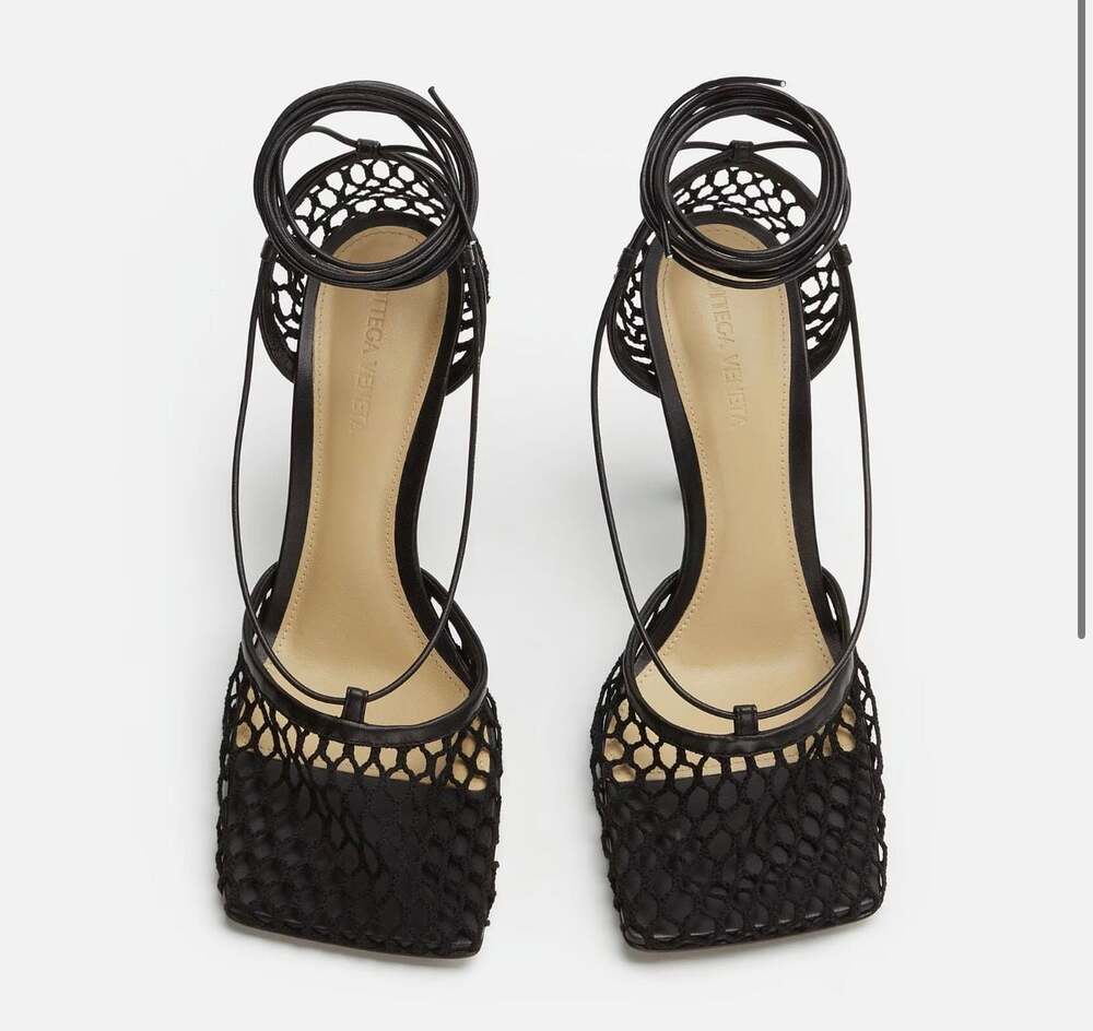 Bottega Veneta Lace-Up Black Sandal - EU 37 - US 7